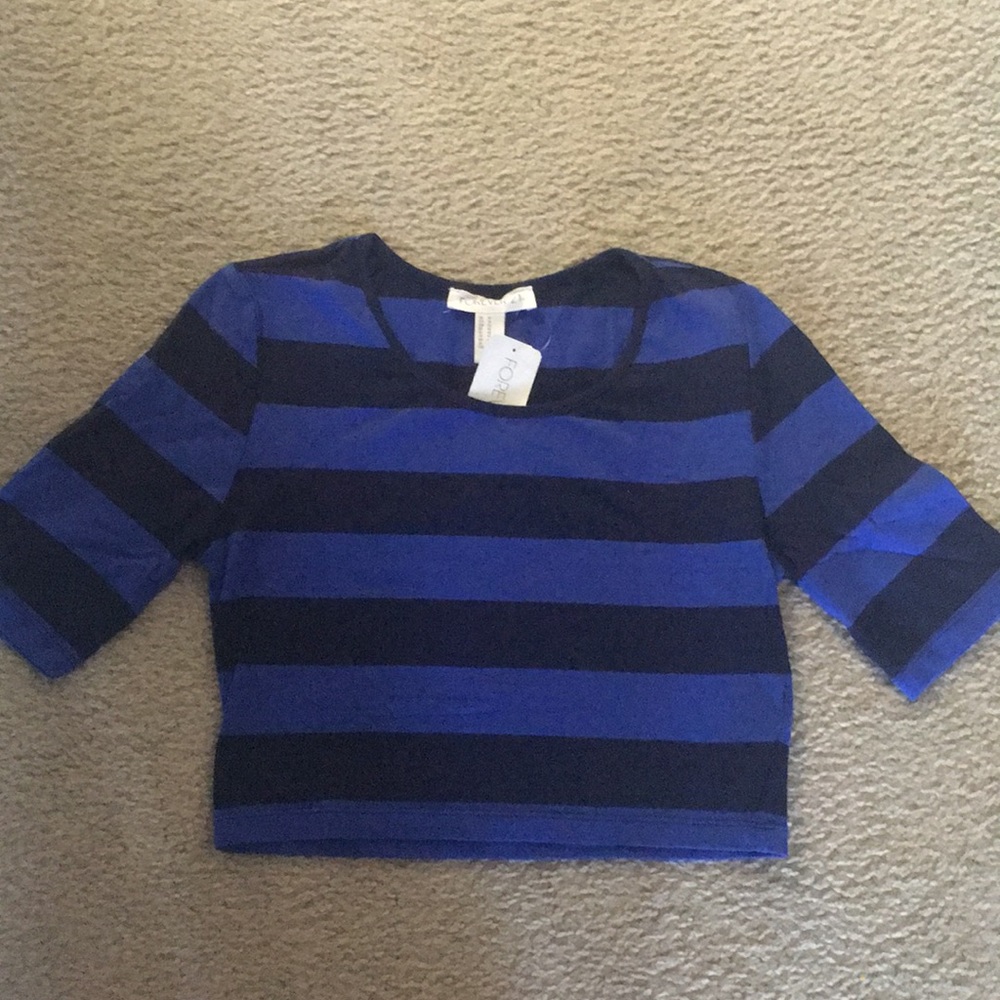Forever21 blue stripes cropped top